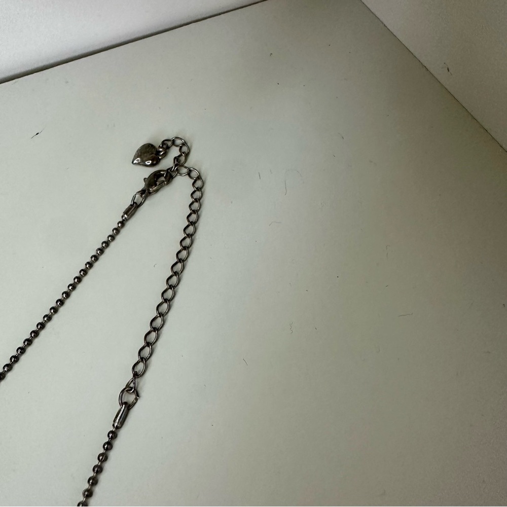 Art Deco Falling Pointed Silver-Tone w Metal & Rhinestone Flapper Necklace - Picture 7 of 9
